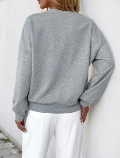 Discount Women's Pullover Fashion Comfy Plain Party Work Street Crew Neck Long Sleeve Fall Winter Women Hoodies & Sweatshirts