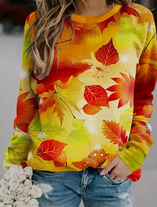 Online Women's Pullover Fashion Ethnic Print Geometric Tribal Street Casual Round Neck Print Loose Fit Long Sleeve Yellow Red Brown Dark Blue Gray Spring Fall & Winter Women Hoodies & Sweatshirts