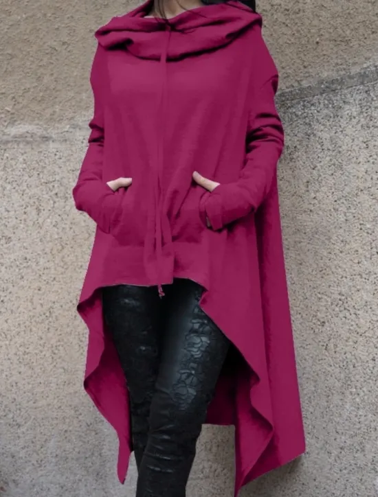 Women's Pullover Hoodie Sweatshirt Plain Casual Long Sleeve Hooded Long Tops Street Dailywear Pocket Black Pink Wine Blue Fuchsia Fall Winter Women Hoodies & Sweatshirts