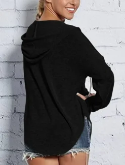 Online Women's Pullover Hoodie Sweatshirt Plain Casual Long Sleeve Hooded Regular Tops Street Dailywear Black Pink Blue Gray Fall Winter Women Hoodies & Sweatshirts
