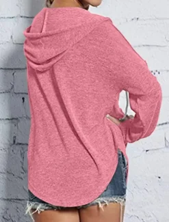 Online Women's Pullover Hoodie Sweatshirt Plain Casual Long Sleeve Hooded Regular Tops Street Dailywear Black Pink Blue Gray Fall Winter Women Hoodies & Sweatshirts