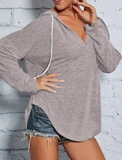 Online Women's Pullover Hoodie Sweatshirt Plain Casual Long Sleeve Hooded Regular Tops Street Dailywear Black Pink Blue Gray Fall Winter Women Hoodies & Sweatshirts