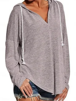 Online Women's Pullover Hoodie Sweatshirt Plain Casual Long Sleeve Hooded Regular Tops Street Dailywear Black Pink Blue Gray Fall Winter Women Hoodies & Sweatshirts