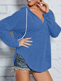 Online Women's Pullover Hoodie Sweatshirt Plain Casual Long Sleeve Hooded Regular Tops Street Dailywear Black Pink Blue Gray Fall Winter Women Hoodies & Sweatshirts