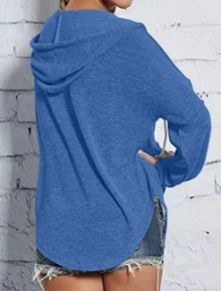 Online Women's Pullover Hoodie Sweatshirt Plain Casual Long Sleeve Hooded Regular Tops Street Dailywear Black Pink Blue Gray Fall Winter Women Hoodies & Sweatshirts