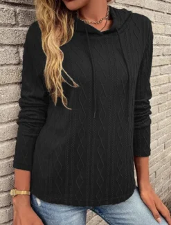 Women's Pullover Hoodie Sweatshirt Plain Casual Long Sleeve Hooded Regular Tops Street Dailywear Black Wine Brown Gray Fall Winter Women Hoodies & Sweatshirts