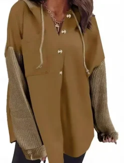 Clearance Women's Pullover Hoodie Sweatshirt Plain Casual Long Sleeve Hooded Regular Tops Street Dailywear Pocket Buttons Black Orange Green Khaki Gray Fall Winter Women Hoodies & Sweatshirts