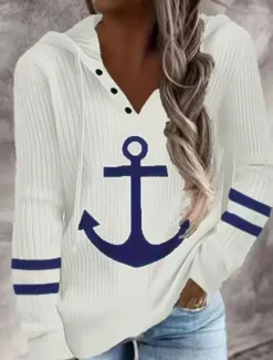 Best Women's Pullover Hoodie Sweatshirt Graphic Striped Casual Long Sleeve Hooded Regular Tops Street Dailywear Black White Fall Winter Women Hoodies & Sweatshirts