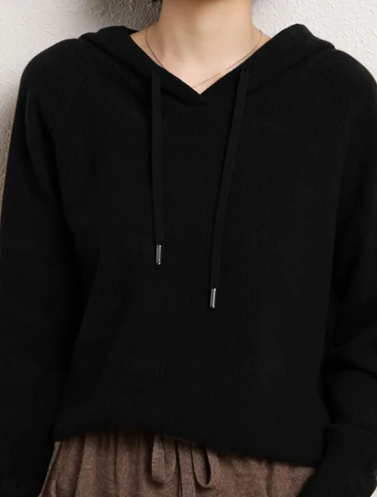 Online Women's Pullover Sweater Jumper Stylish Casual Soft Solid Color Ribbed Hooded Oversized Long Sleeve Regular Tops Knit Outdoor Daily Going out Black Camel Fall Winter Women Pullovers & Tops