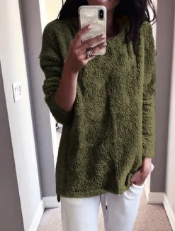 Clearance Women's Pullover Sweater Jumper Stylish Casual Soft Solid Color Ribbed Crew Neck Oversized Long Sleeve Regular Tops Knit Outdoor Daily Holiday Black White Fall Winter Women Pullovers & Tops