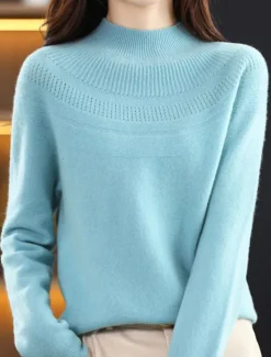 Sale Women's Pullover Sweater Jumper Streetwear Casual Soft Solid Color Ribbed Crew Neck Oversized Long Sleeve Regular Tops Knit Outdoor Daily Holiday Magenta Lake blue Fall Winter Women Pullovers & Tops