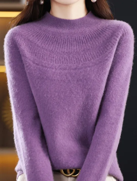 Sale Women's Pullover Sweater Jumper Streetwear Casual Soft Solid Color Ribbed Crew Neck Oversized Long Sleeve Regular Tops Knit Outdoor Daily Holiday Magenta Lake blue Fall Winter Women Pullovers & Tops