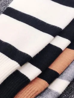 Sale Women's Pullover Sweater Jumper Basic Casual Striped Turtleneck Buttons Long Sleeve Knit Daily Going out Black Khaki Fall Winter Women Pullovers & Tops