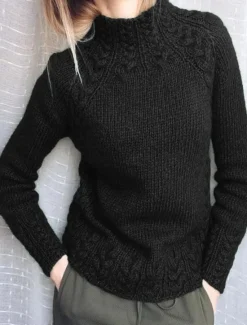 New Women's Pullover Sweater Jumper Stylish Casual Soft Solid Color Cable Turtleneck Oversized Long Sleeve Regular Tops Knit Outdoor Daily Holiday Black Wine Fall Winter Women Pullovers & Tops