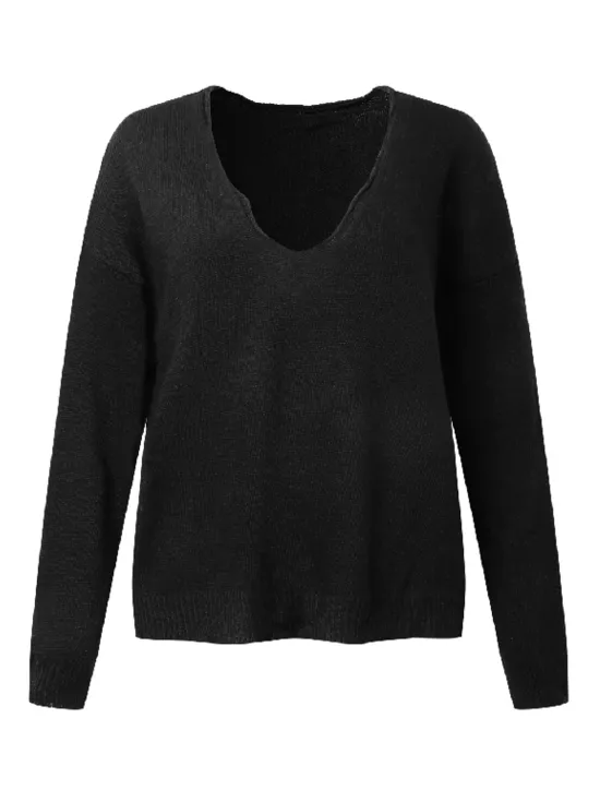 Hot Women's Pullover Sweater Oversized Jumper Knitted Solid Color Stylish Basic Casual Long Sleeve Regular Fit Sweater Cardigans V Neck Fall Winter Black Purple Gray / Holiday Women Pullovers & Tops