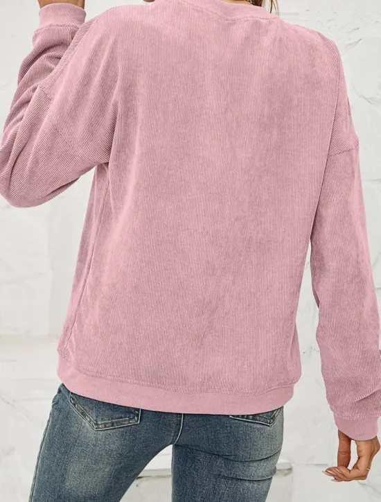 Discount Women's Pullover Sweatshirt Plain Casual Long Sleeve Round Neck Regular Tops Street Dailywear Pink Wine Green Fall Winter Women Hoodies & Sweatshirts