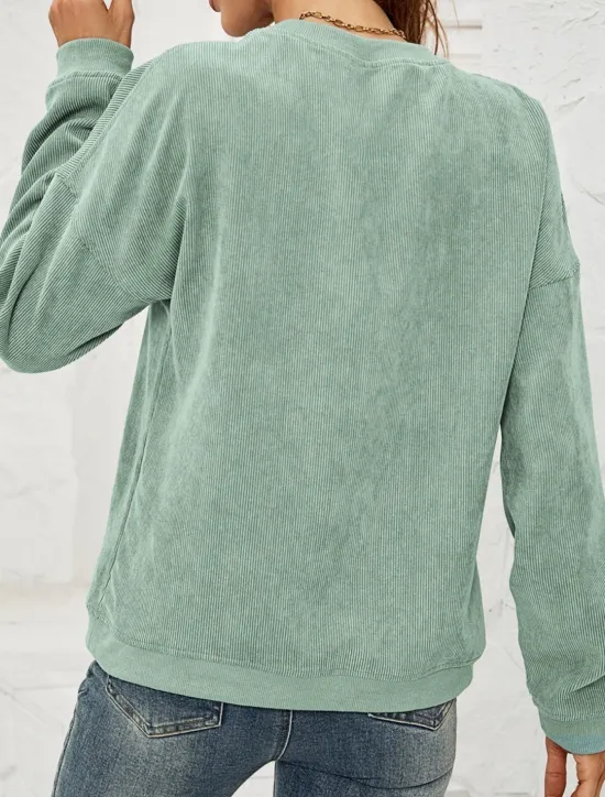 Discount Women's Pullover Sweatshirt Plain Casual Long Sleeve Round Neck Regular Tops Street Dailywear Pink Wine Green Fall Winter Women Hoodies & Sweatshirts