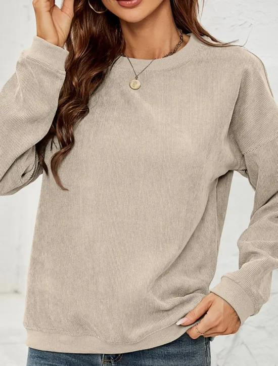 Discount Women's Pullover Sweatshirt Plain Casual Long Sleeve Round Neck Regular Tops Street Dailywear Pink Wine Green Fall Winter Women Hoodies & Sweatshirts