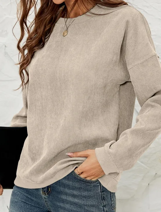 Discount Women's Pullover Sweatshirt Plain Casual Long Sleeve Round Neck Regular Tops Street Dailywear Pink Wine Green Fall Winter Women Hoodies & Sweatshirts