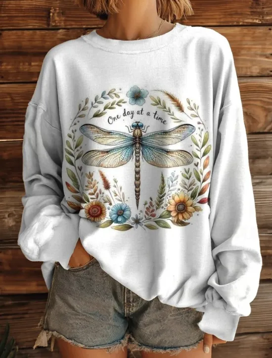 Sale Women's Pullover Sweatshirt Floral Graphic Warm Active Vintage Long Sleeve Round Neck Regular Tops Street Dailywear Casual Print White Yellow Red Blue Brown Spring Fall Winter Women Hoodies & Sweatshirts