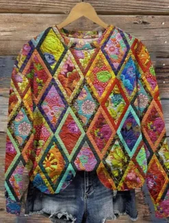 Outlet Women's Pullover Sweatshirt Floral Graphic Geometric Casual Long Sleeve Crew Neck Regular Tops Home Street Dailywear Print Yellow Blue Purple Orange Brown Summer Spring Fall Winter Women Women's Tops
