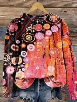 Clearance Women's Pullover Sweatshirt Floral Graphic Warm Vintage Fashion Long Sleeve Crew Neck Regular Tops Street Dailywear Casual Print Red Blue Fuchsia Brown Green Spring Fall Winter Women Hoodies & Sweatshirts