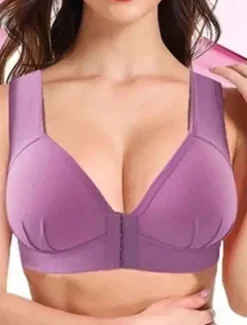 Best Women's Push Up Bras Full Coverage Lace Pure Color Front Closure Nylon Sexy 1PC Black Pink Home Outfits Women Lingerie