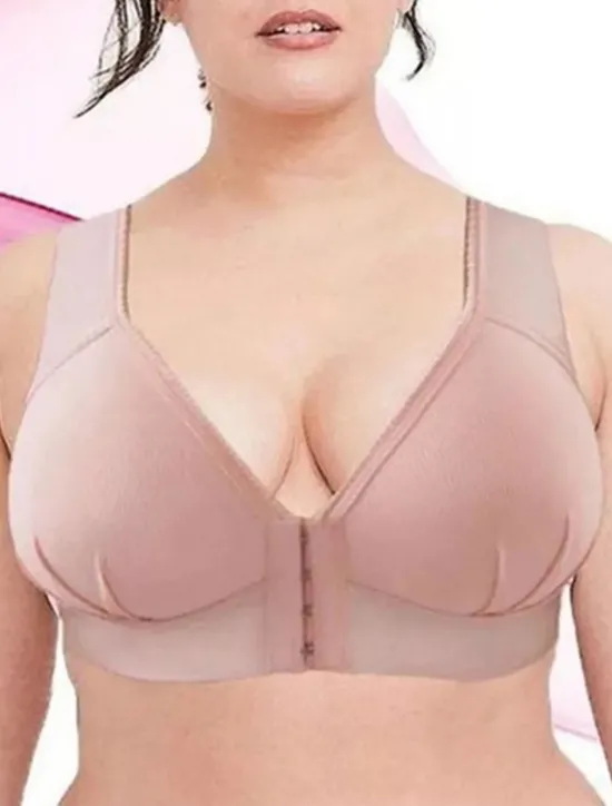 New Women's Push Up Bras Full Coverage Lace Pure Color Front Closure Nylon Sexy 1PC Black Pink Home Outfits Women Lingerie