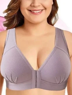 New Women's Push Up Bras Full Coverage Lace Pure Color Front Closure Nylon Sexy 1PC Black Pink Home Outfits Women Lingerie