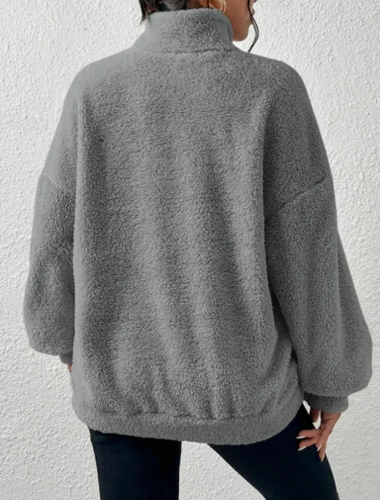 Best Women's Quarter Zipper Sweater Pullover Casual Soft Pure Color Fuzzy Stand Collar Pocket Long Sleeve Regular Tops Knit Outdoor Daily Weekend Black Apricot Fall Winter Women Hoodies & Sweatshirts