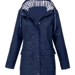 Best Women's Rain Jacket Hiking Raincoat Waterproof Jacket Outdoor Windproof Quick Dry Lightweight Hooded Windbreaker Parka Trench Coat Top Camping Hunting Fishing Navy Pink Blue Purple Women Jackets