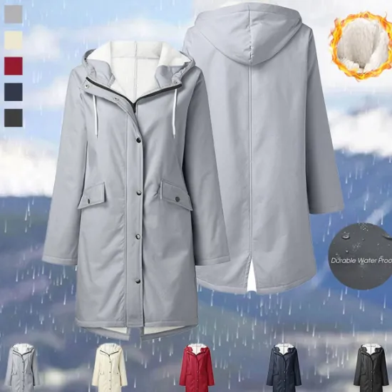 Best Women's Rain Jacket Waterproof Hiking Jacket Hiking Raincoat Winter Outdoor Thermal Warm Windproof Breathable Lightweight Hoodie Parka Teddy Coat Full Length Hidden Zipper Ski / Snowboard Fishing Women Jackets