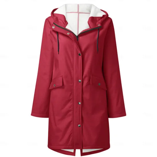 Best Women's Rain Jacket Waterproof Hiking Jacket Hiking Raincoat Winter Outdoor Thermal Warm Windproof Breathable Lightweight Hoodie Parka Teddy Coat Full Length Hidden Zipper Ski / Snowboard Fishing Women Jackets
