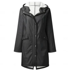 Best Women's Rain Jacket Waterproof Hiking Jacket Hiking Raincoat Winter Outdoor Thermal Warm Windproof Breathable Lightweight Hoodie Parka Teddy Coat Full Length Hidden Zipper Ski / Snowboard Fishing Women Jackets