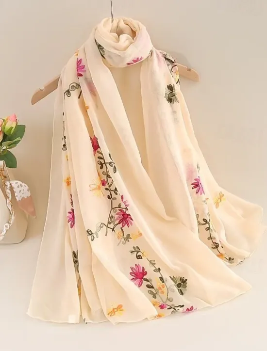 Hot Women's Rectangle Scarf Street Daily Date Beige Black Pink Scarf Floral Women Scarves