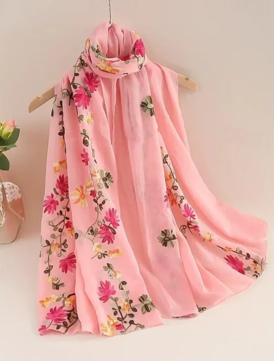 Hot Women's Rectangle Scarf Street Daily Date Beige Black Pink Scarf Floral Women Scarves