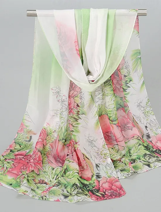 Online Women's Rectangle Scarf Street Daily Date Grey Yellow Scarf Floral Women Scarves