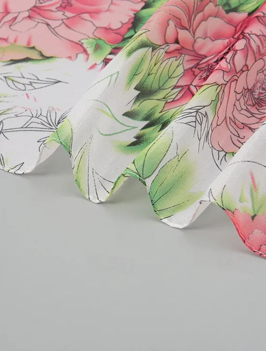 Online Women's Rectangle Scarf Street Daily Date Grey Yellow Scarf Floral Women Scarves