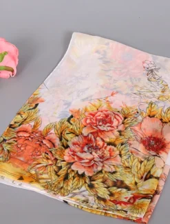 Online Women's Rectangle Scarf Street Daily Date Grey Yellow Scarf Floral Women Scarves