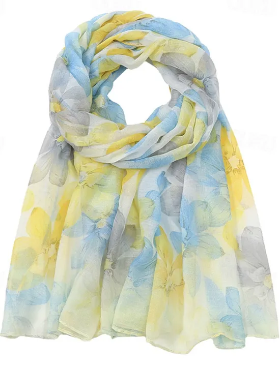 Hot Women's Rectangle Scarf Street Daily Date Purple Pink Scarf Floral Women Scarves