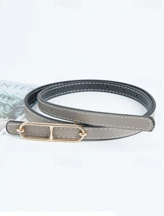 Online Women's Reversible Belt PU Leather Metal Bucke Eyelet Casual Formal Party Work Black Brown Gray Women Belt