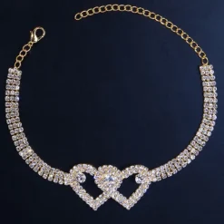 Hot Women's Rhinestone Heart Anklet Bracelets Party Gifts Wedding / Gold / Silver / Spring/ Summer Women Trendy Jewelry