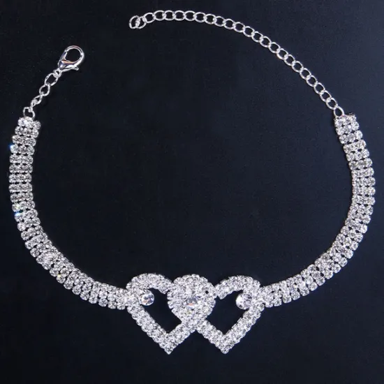 Hot Women's Rhinestone Heart Anklet Bracelets Party Gifts Wedding / Gold / Silver / Spring/ Summer Women Trendy Jewelry