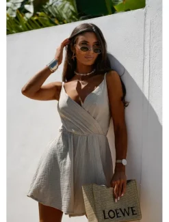 Women's Romper Stylish Solid Color Sleeveless Sleeveless V Neck High Waist Daily Going out Regular Fit Black White Pink Summer Women White Dresses