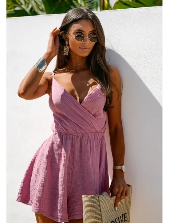 Women's Romper Stylish Solid Color Sleeveless Sleeveless V Neck High Waist Daily Going out Regular Fit Black White Pink Summer Women White Dresses