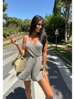 Women's Romper Stylish Solid Color Sleeveless Sleeveless V Neck High Waist Daily Going out Regular Fit Black White Pink Summer Women White Dresses