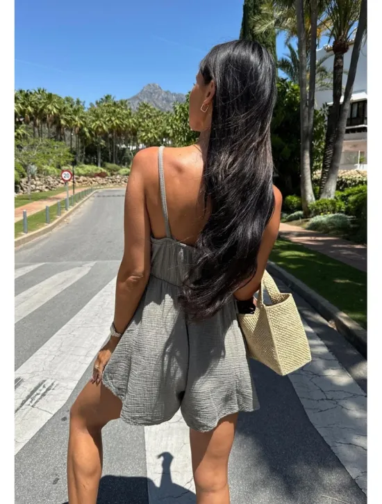 Women's Romper Stylish Solid Color Sleeveless Sleeveless V Neck High Waist Daily Going out Regular Fit Black White Pink Summer Women White Dresses
