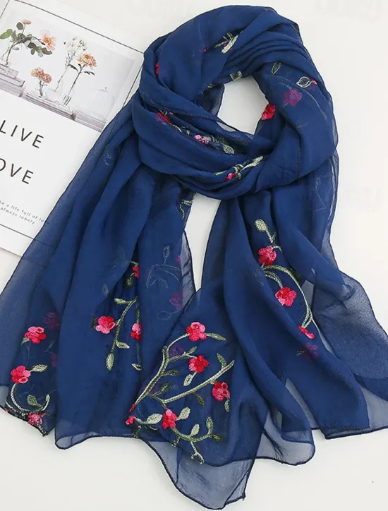 Sale Women's Scarf Cherry Blossom Print Lightweight Soft Pink Floral Breathable Casual Office Evening One Size Fits All Spring Autumn Accessories Women Scarves
