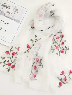Sale Women's Scarf Cherry Blossom Print Lightweight Soft Pink Floral Breathable Casual Office Evening One Size Fits All Spring Autumn Accessories Women Scarves