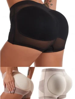 Outlet Women's Scrunch Butt Shorts Shapewear Mesh Plain Short Black Home Outfits Women Shapewear